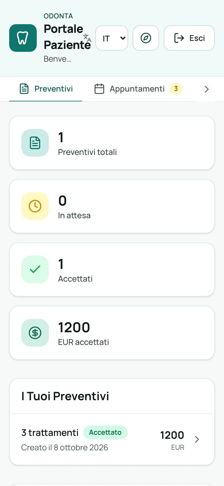 Portale del paziente sul telefono